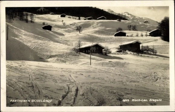 Ak Bregenz am Bodensee Vorarlberg, Parthenen Skigelände, Häuser - 3714105