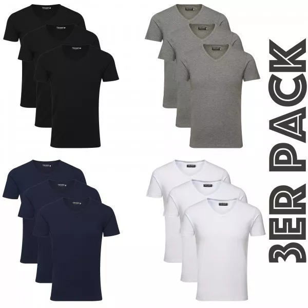 JACK & JONES Herren T-Shirt Basic V-neck Tee S/S Noos, Einfarbig