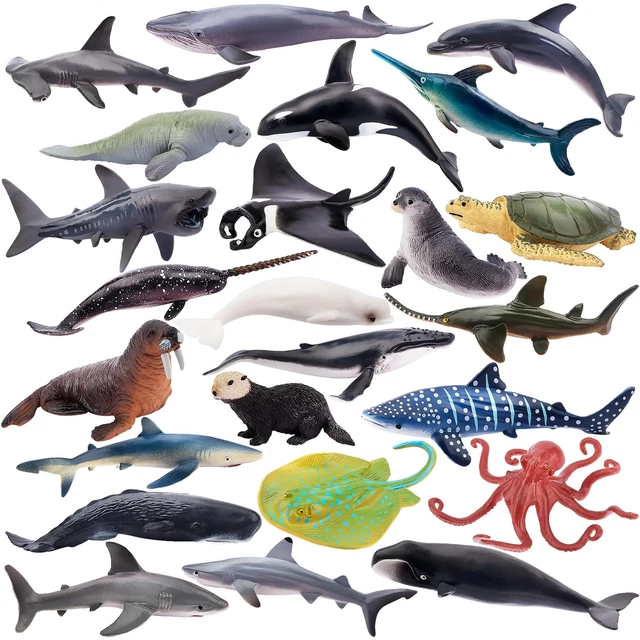 TOYMANY 24PCS Marine Biological Figure Creator Creative Figure Set Mini Animal F