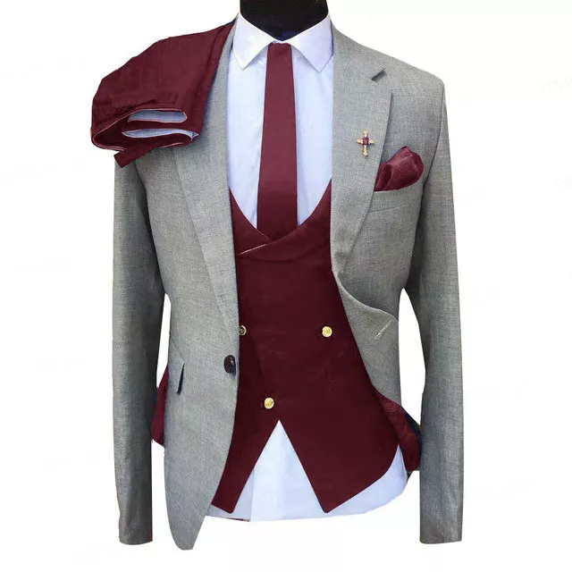 Bespoke - Wedding Mens 3 piece suit - Grey, Red, Blue - Modern Style - Classic 2