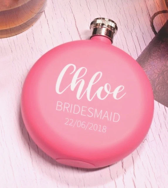 Incisione Personalizzato Matrimonio Gallina Brides Regalo Hip Flask Rosa Maid