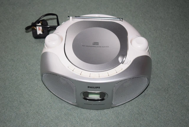 Philips AZ1025 Compact Portable Soundmachine FM Radio White bass boost dynamic