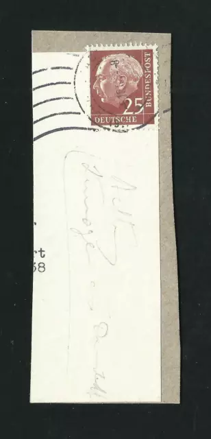 Bund BRD 1954 Heuss y lumogen MiNr.186 y gestempelt  auf Kartonausschnitt ungepr
