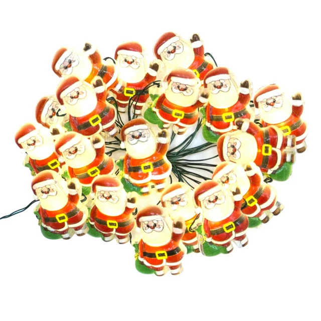 Holiday Time 3-Function 18 Santa Clause Icon LED Christmas Lights Battery Power