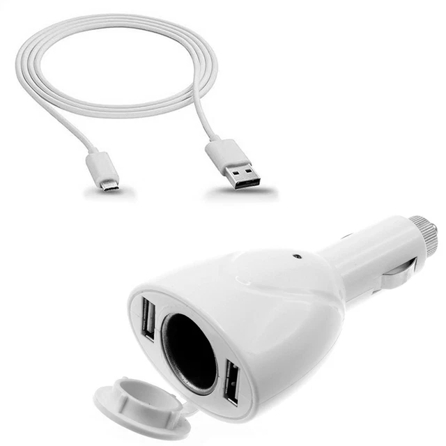 2-PORT USB CHARGER 6FT LONG CABLE POWER CORD DC SOCKET WIRE for PHONES & TABLETS