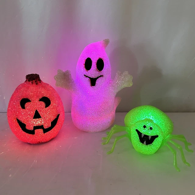 SEASONS MELTED PLASTIC Pumpkin Ghost Spider Light Up Halloween Prop