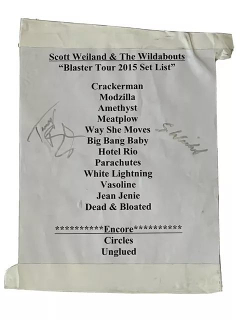 Scott Weiland Wildabouts 2015 Tour Used Signed Setlist