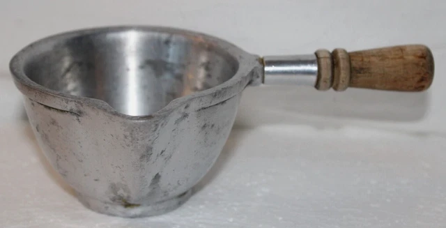 Stede Pewter Butter Warmer Melting Pot with Wooden Handle Vintage Gemany 1940s