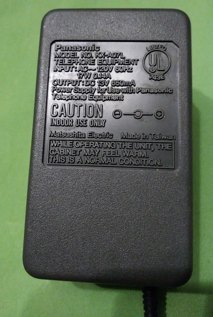 PANASONIC MODEL KX-A07L POWER SUPPLY 13V 650mA TELEPHONE EQUIPMENT Tested 2