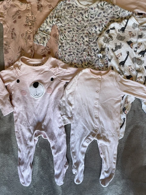 Baby girls age 0-3 months sleepsuit babygrow bundle inc next F&F & others 2