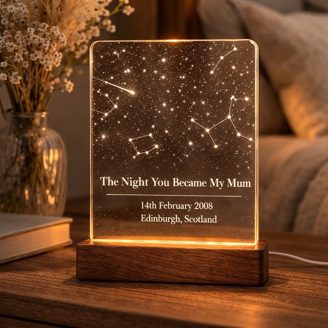 PERSONALISED STAR MAP Lamp LED Light - Custom Mum Gift Night Light - UK ...