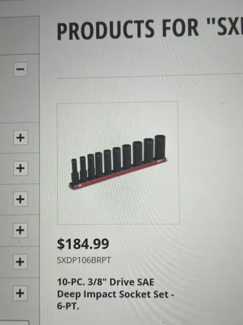 New Mac Tools 10-PC. 3/8" Drive SAE Deep Impact Socket Set - 6-PT. SXDP106BRPT
