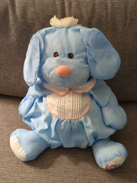 Vintage Puffalump 1986 Fisher Price Blue Puppy Dog Plush Stuffed Animal Toy EUC