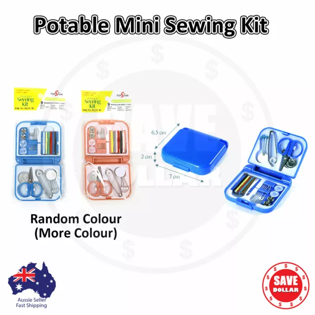 1/2p Portable Travel Mini Sewing Kit with Case Set Box Needle Scissors Outdoor