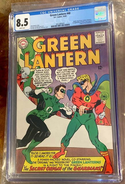 Green Lantern #40 CGC 8.5 WHITE PAGES 1965 1st Krona Crisis Golden Age X-Over