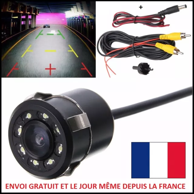 Camera De Recul Mini 8 Led Voiture Étanche + Outil + Cables Espion Radar Feux Ar