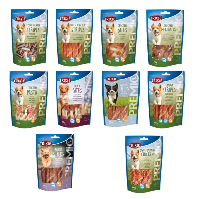 Trixie Premio Dog Treats, 10 Types, Chicken/Duck/Rabbit Flavour - Multibuy Deals