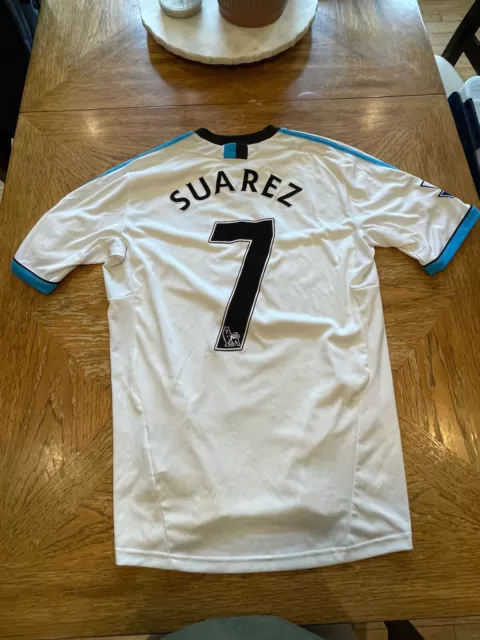 Authentic 2012 LUIS SUAREZ Liverpool White Third Premier League Jersey Size M