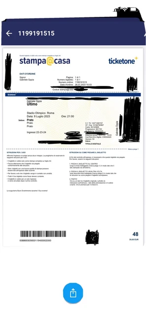 Biglietto ULTIMO concerto prato 8 LUGLIO 2023 Stadio Olimpico Roma