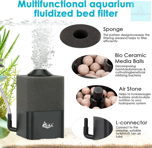 AQQA Aquarium Sponge Filter Submersible Fish Tank Filter Ultra Quiet Aeration 2