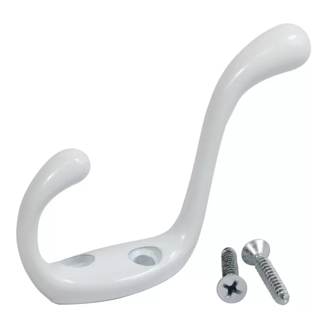 5x Rok Heavy Duty White Home Wall Closet Towel Coat Clothes Double Hook Hanger