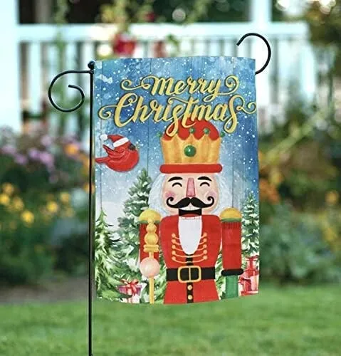 Merry Christmas Nutcracker Garden Flag 12” x 18”, Double Sided, Festive Decor