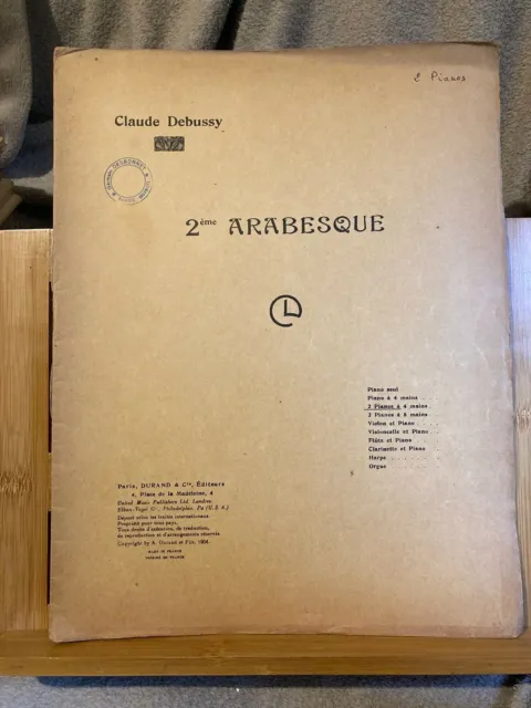 Claude Debussy 2e arabesque transcription 2 pianos Léon Roques partition Durand