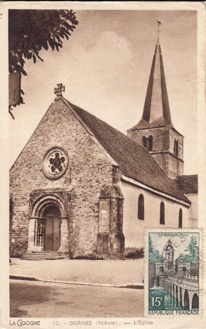 DORNES 12 l'église timbrée 1959