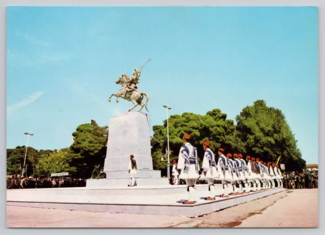 Tripolis Greece, Areos Square, Men in Traditional Costume, Vintage Postcard