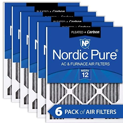 Nordic Pure 16x25x1 MERV 12 Pleated Plus Carbon AC 6 Count (Pack of 1)