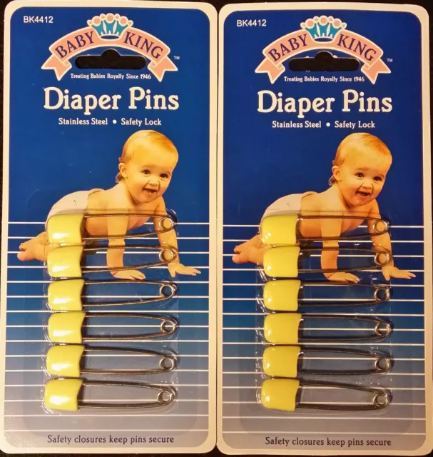 NIP~12 YELLOW DIAPER KING DIAPER PINS-ship free