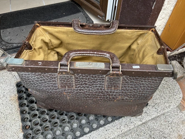 Antike Hebammen Tasche XXL Leder Tasche
