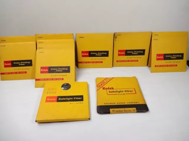 Lote De 12 Convertidores De Cámara De Filtro De Color De Vidrio Kodak De Colección
