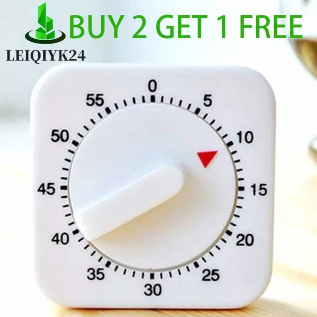 Kitchen Timer 60 Minute Count-Down Cooking Baking Loud Alarm Mechanical White