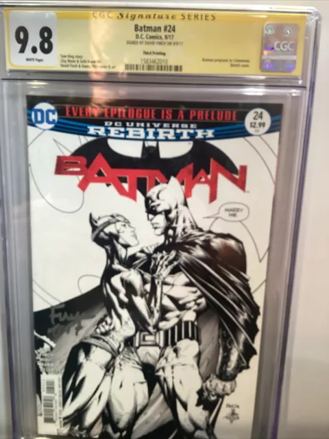 Batman #24 Rebirth CGC 9.8 SS Finch B&W Proposes To Catwoman 3rd Printing
