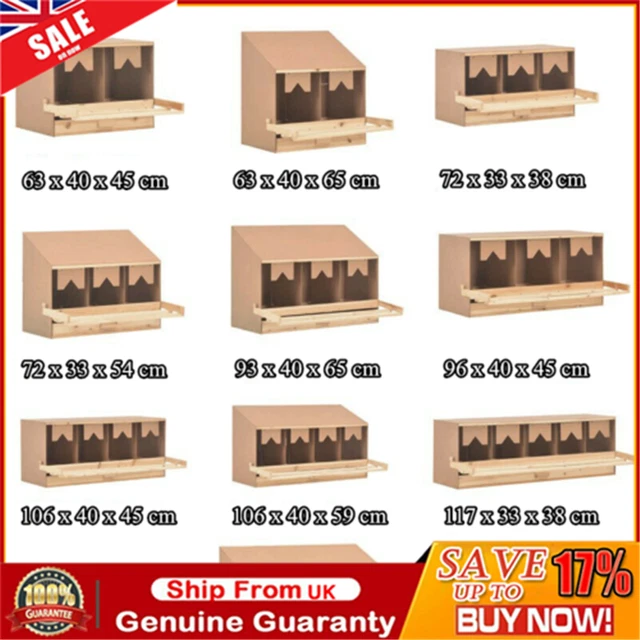 New Solid Pine Wood Box Chicken Laying Nest Perches Poultry 2/3/4/5 Compartments