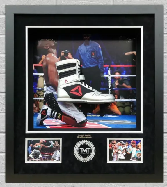 Floyd Mayweather Signed & FRAMED TMT Reebok Boxing Boot EXACT Proof AFTAL COA