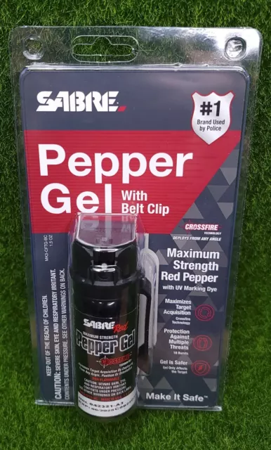 Sabre Red Pepper Gel Spray Repellent Self Defense W/ Belt Clip - MK3-CFTG-BC