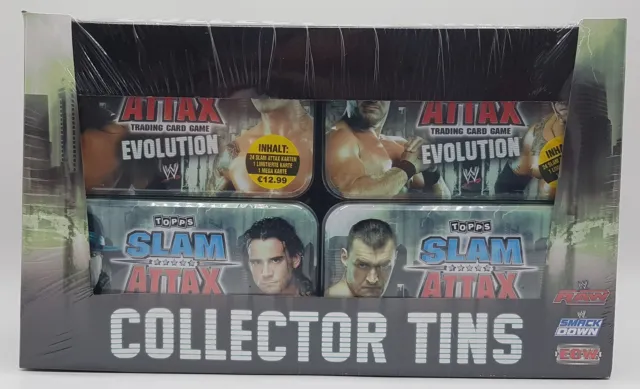Display With 8 Tins - Topps Wwe Tin Can 2010 Slam Attax Evolution