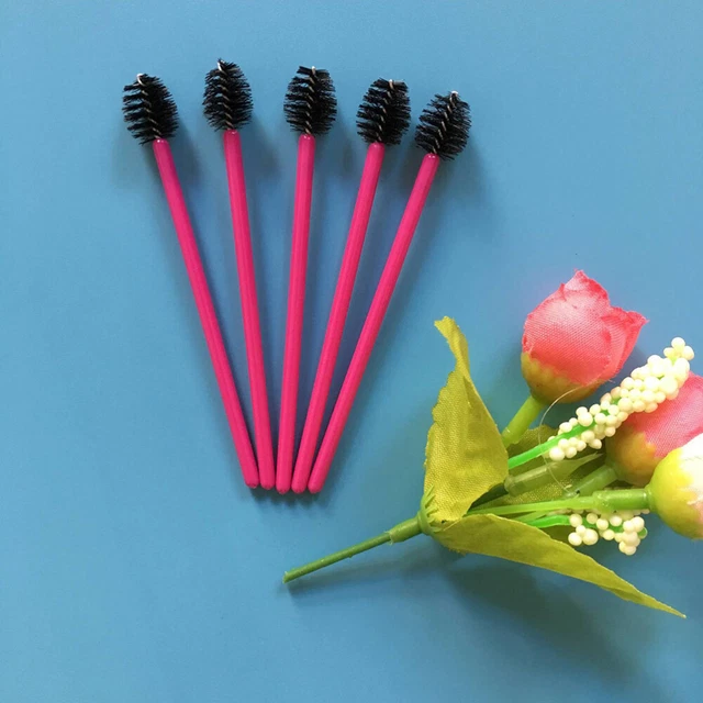 100 piezas cepillos para pestañas desechables mango largo barra sólida cepillo maquillaje