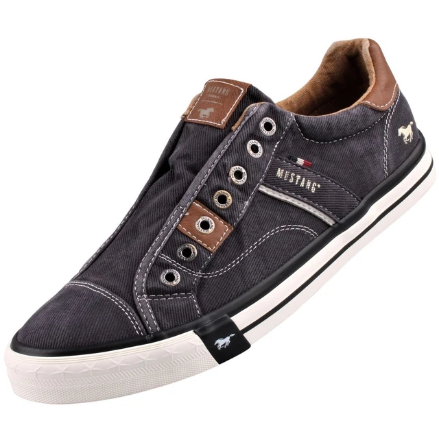 Mustang Uomo Scarpe Da Ginnastica IN Tela Pantofola Nero 4072404/9
