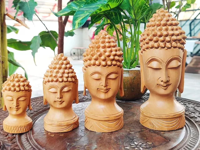 Holz Handgefertigt Buddha Prunkstück für Heim Dekoration Set Mit 4