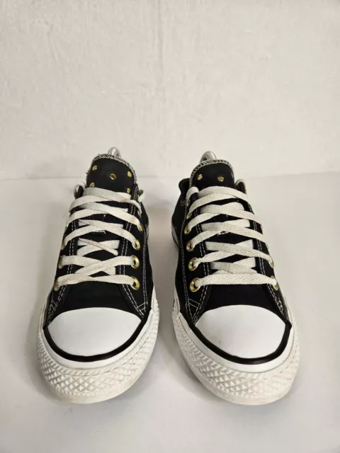 Converse All Star Chuck Taylor Low Top Double Tongue Women's Black White Shoes 8