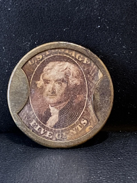 5 cent encased postage stamp August 12 1862 ribbed j. gault. Make OFFERS !!!!
