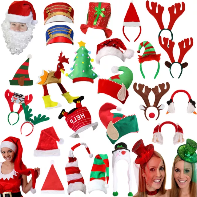 Christmas Hats Festive Family Office Party Santa Elf Headbands Fancy Dress Lot