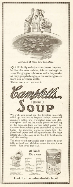 1912 Campbell's Soup Just Look at these Fine Tomatoes Camden NJ Kitchen Ad