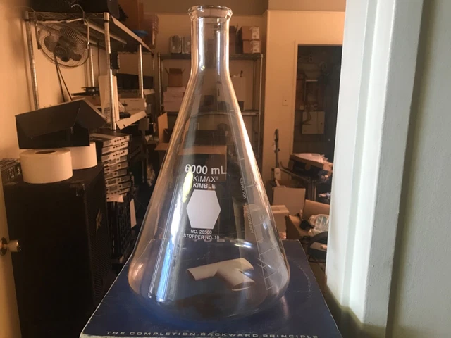 KIMAX 6000mL 6L Glass Graduated Heavy Duty Rim Erlenmeyer Flask 26500-6000