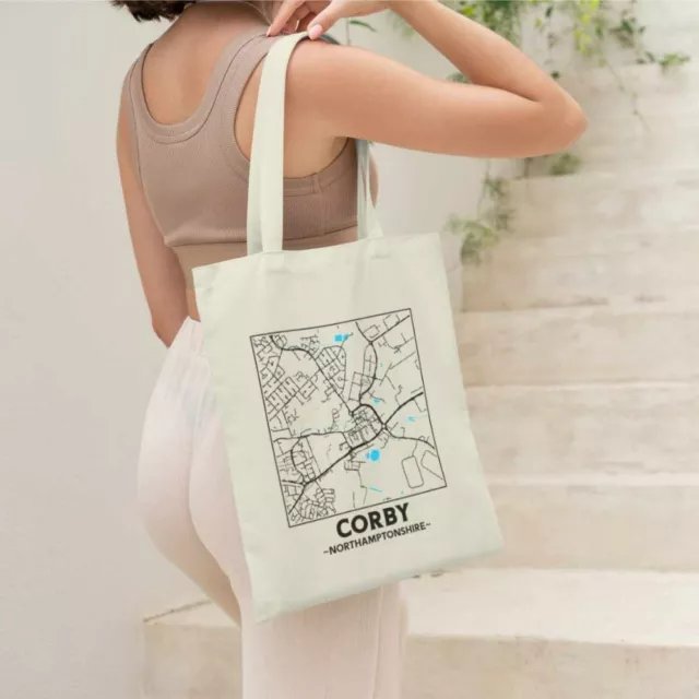 Corby - Northamptonshire City Street Map Tote Bag