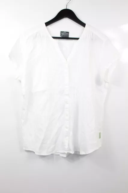 Kathmandu Women's White Button Up V-Neck Short Sleeve Blouse Size 14