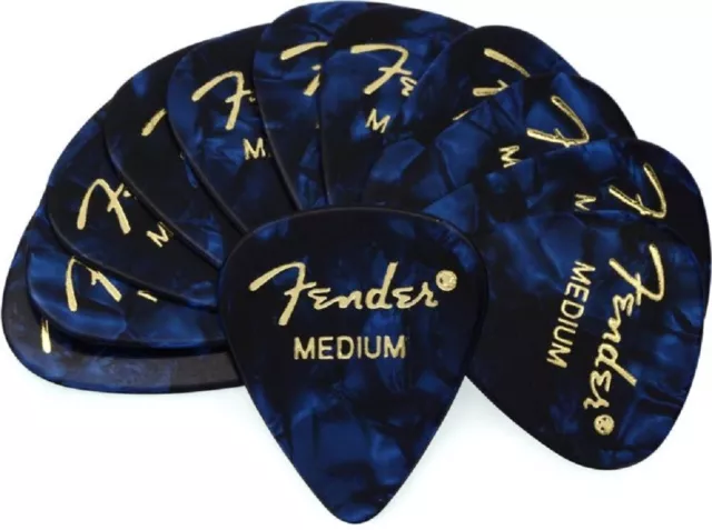 NEW Fender 351 Premium Celluloid Picks (12), Medium - BLUE MOTO, 198-0351-802